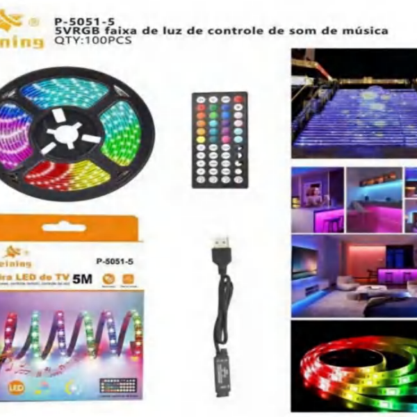 FITA DE LED RGB C SENSOR DE SOM 5M