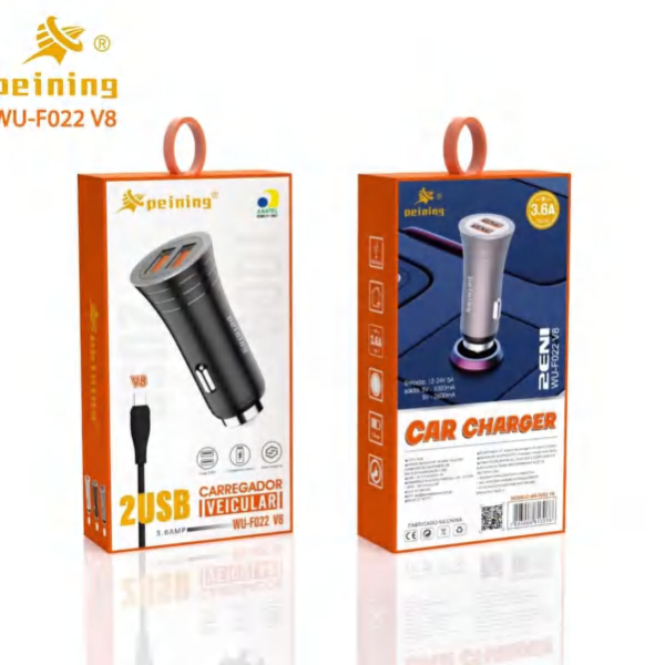 CARREGADOR VEICULAR 2 USB V8