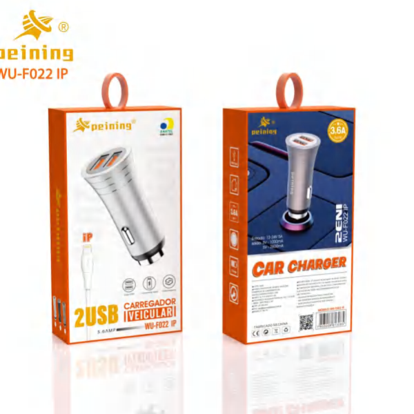CARREGADOR VEICULAR 2 USB IP