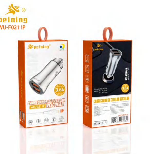 CARREGADOR VEICULAR 2 USB IP