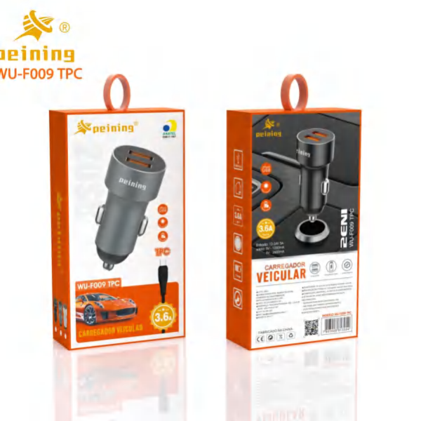CARREGADOR VEICULAR 2 USB TPC