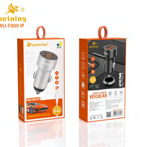 CARREGADOR VEICULAR 2 USB IP