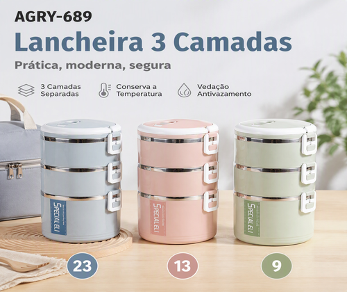 Kit Lancheira 3 Camadas Separadas