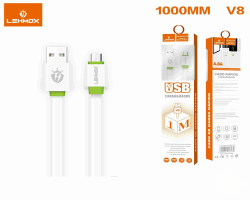Cabo Carregador USB V8